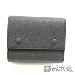 Celine Folded Multi Function Compact Wallet Leather Gray